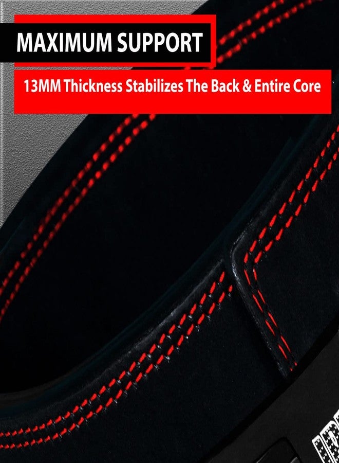 IBRO Powerlifting Lever Gym Belt – Power 13MM Extreme Heavy Duty Genuine Leather Belts - Squats Deadlifts Bodybuilding Weight Lifting IPF Power Lifting Strongman for Men All Black XL - Image 4